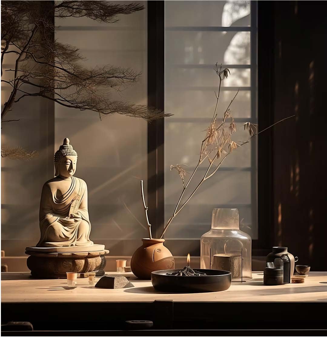 Golden Buddha statue in quiet contemplation