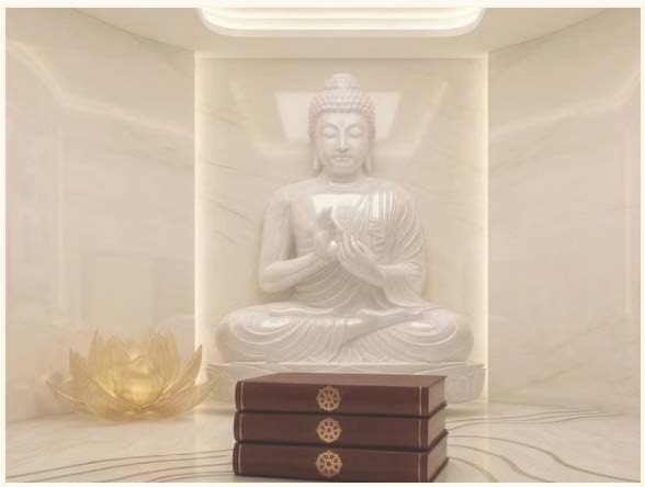 White Buddha statue in soft light
